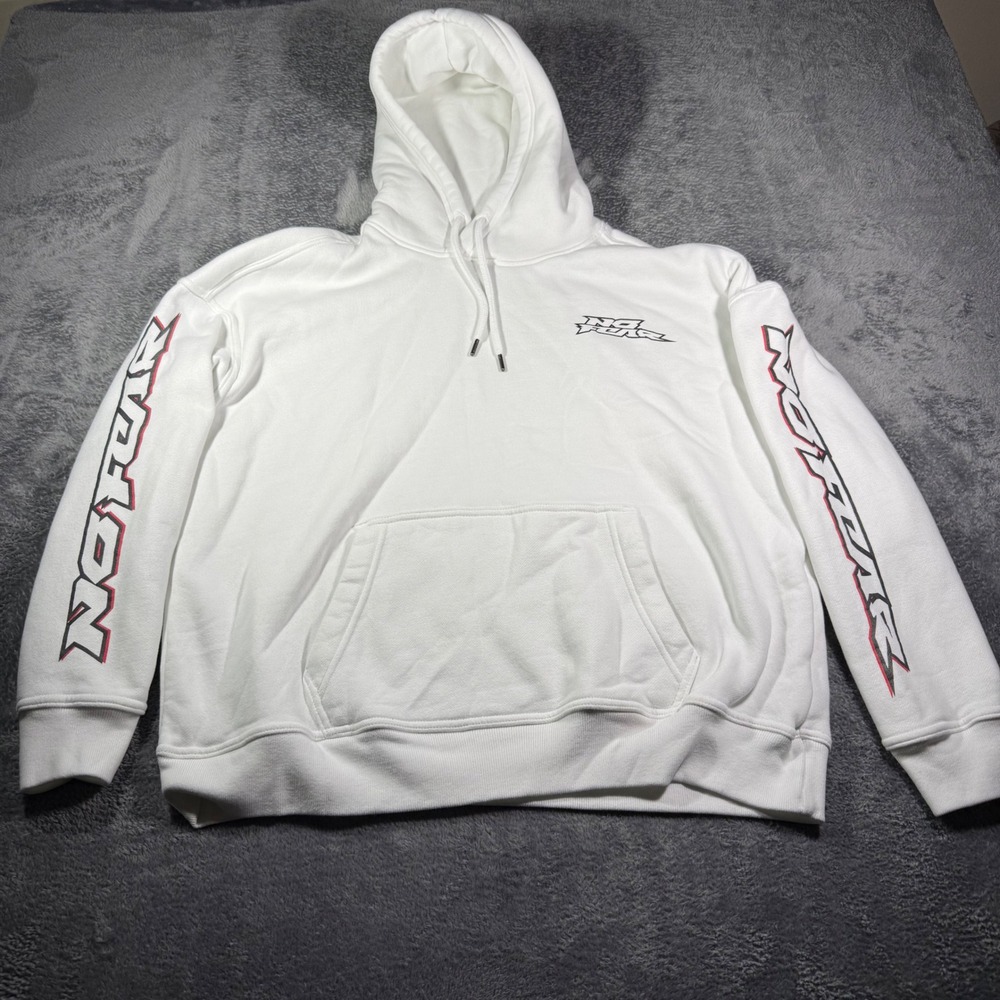 No Fear White‎ Graphic Hoodie Baggy Fit Eye Logo Sleeve Print XS Mens Streetwear